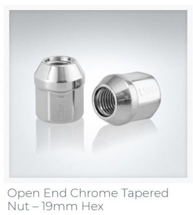 Open Ended Chrome Tapered Nut 19mm Hex.